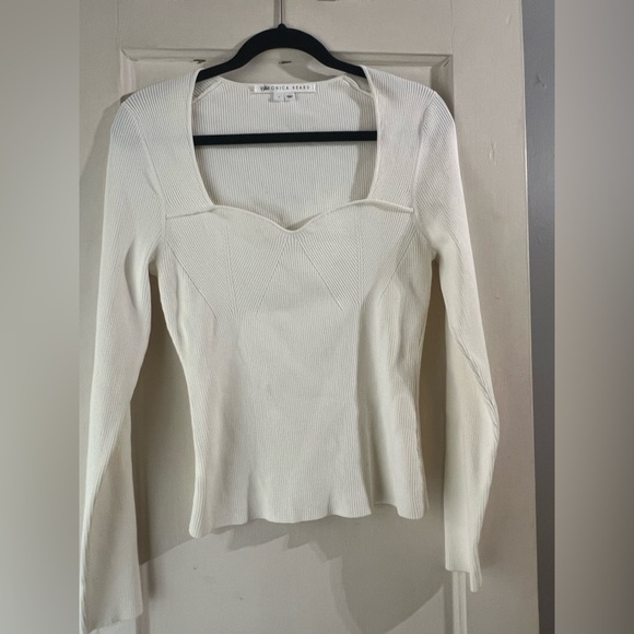 Veronica Beard Gladys Solid Rib Knit Sweater L - Picture 6 of 10